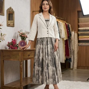 Cotton Tie-Dye Maxi Dress & Jacket Set for Women
